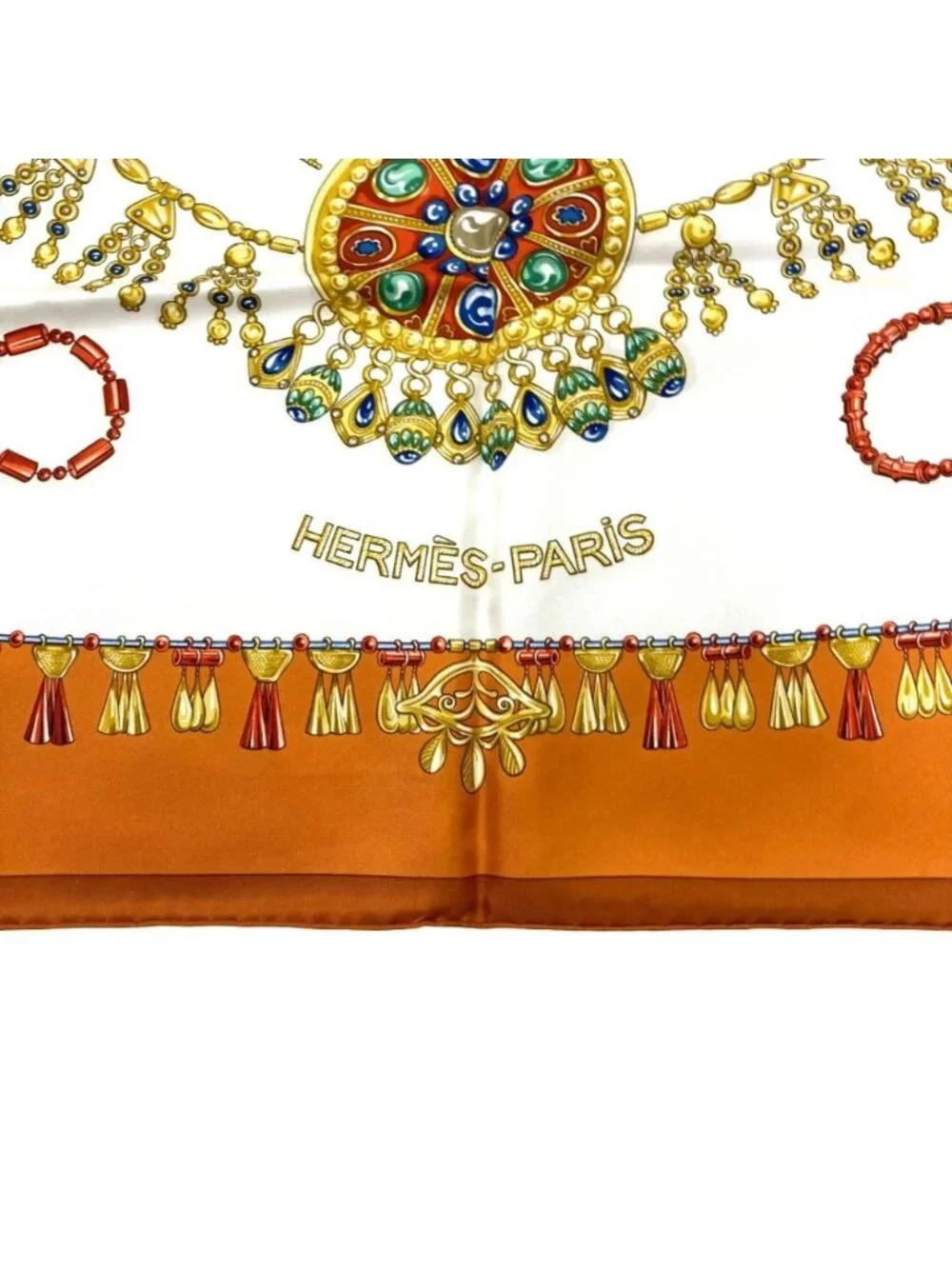★SOLD★ Hermes Parures Des Sables Carre 90 Desert Silk Scarf Orange - Picture 4 of 9